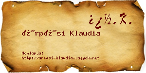 Árpási Klaudia névjegykártya