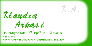 klaudia arpasi business card